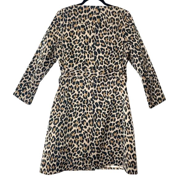 KATE SPADE TRENCH COAT JACKET BELTED LONG TAN BLACK WATERPROOF LEOPARD CHEETAH - Picture 2 of 10